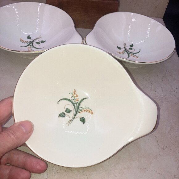 Edwin Knowles Set of 4 Lugged Bowls Vintage 1940s Forsythia Earthenware RARE - Picture 5 of 11